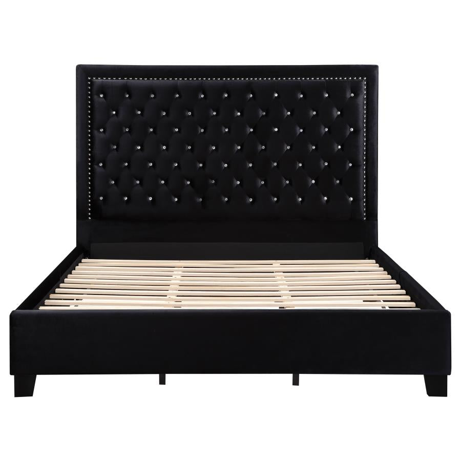 CoasterEssence Hailey Upholstered Tufted Platform Bed Black