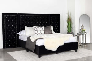 CoasterEssence Hailey Upholstered Tufted Platform Bed Black