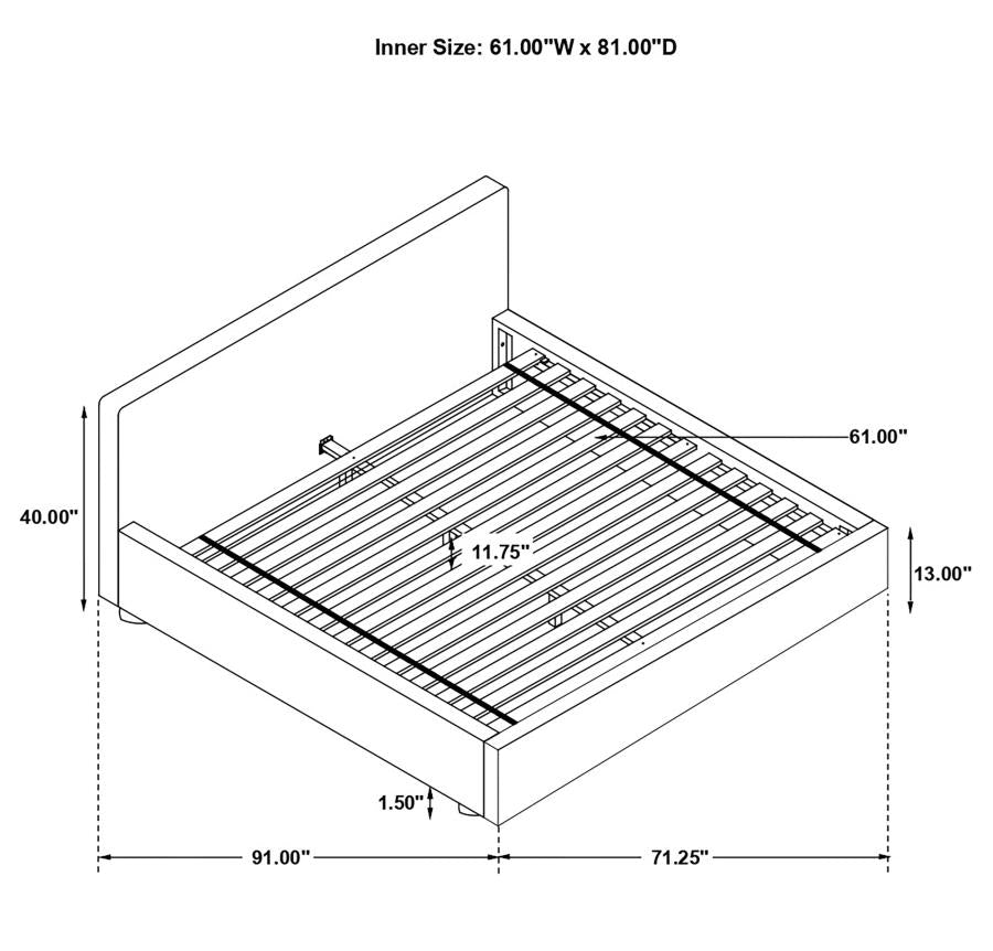 CoasterEssence Gregory Upholstered Platform Bed Graphite