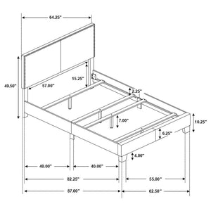 CoasterEveryday Boyd Upholstered Bed With Nailhead Trim Charcoal