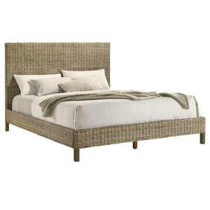 Zyla Woven Rattan Panel Bed Kubu Grey