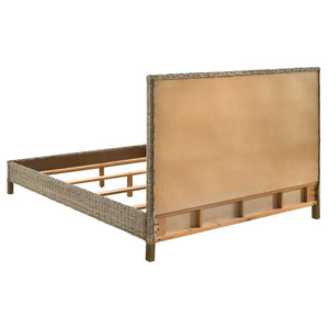 Zyla Woven Rattan Panel Bed Kubu Grey