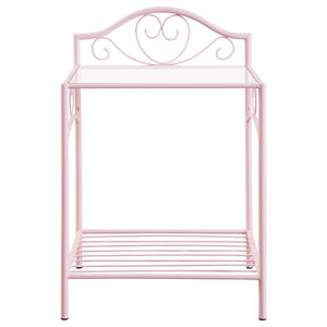 CoasterEssence Massi 1-Shelf Nightstand With Glass Top Powder Pink