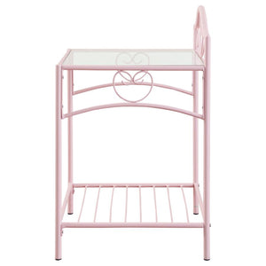 CoasterEssence Massi 1-Shelf Nightstand With Glass Top Powder Pink