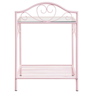 CoasterEssence Massi 1-Shelf Nightstand With Glass Top Powder Pink