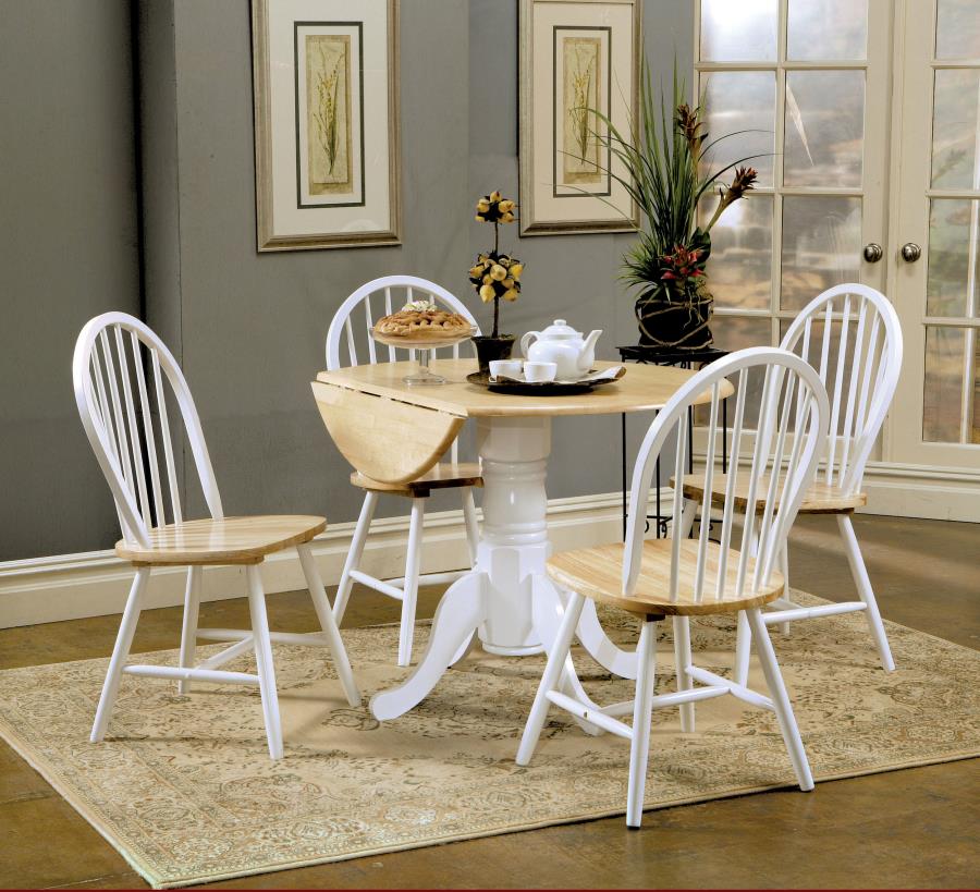 CoasterEveryday Allison Drop Leaf Round Dining Table Natural Brown And White