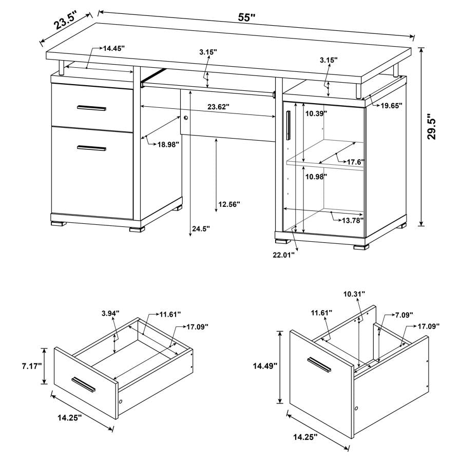 Tracy 2-drawer Computer Desk Cappuccino