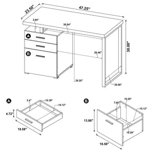 Brennan 3-drawer Office Desk White