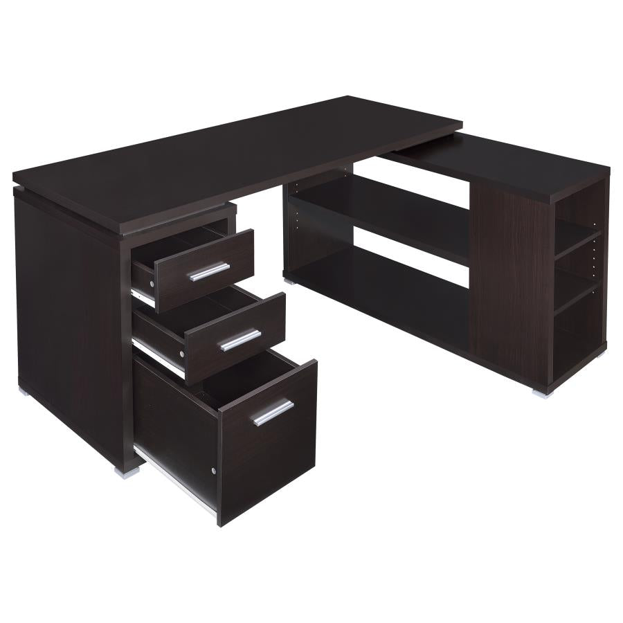 Yvette L-shape Office Desk Cappuccino