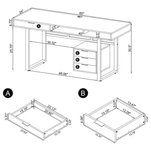 Whitman 4-drawer Writing Desk Glossy White