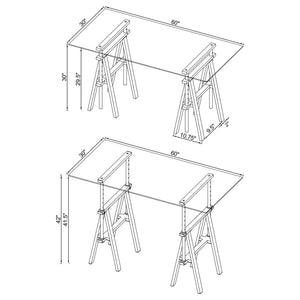 Statham Glass Top Adjustable Writing Desk Clear and Chrome