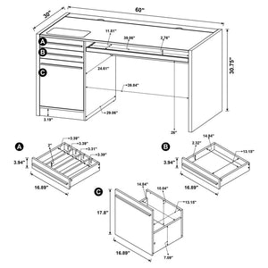 Halston 3-drawer Connect-it Office Desk Cappuccino