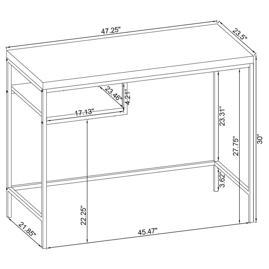 Kravitz Rectangular Writing Desk Weathered Grey and Chrome