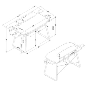 Alfie Gaming Desk with USB Ports Gunmetal