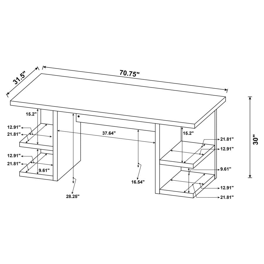 Alice Writing Desk White with Open Shelves