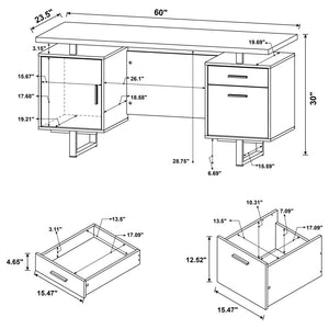 Lawtey Rectangular Storage Office Desk Cappuccino