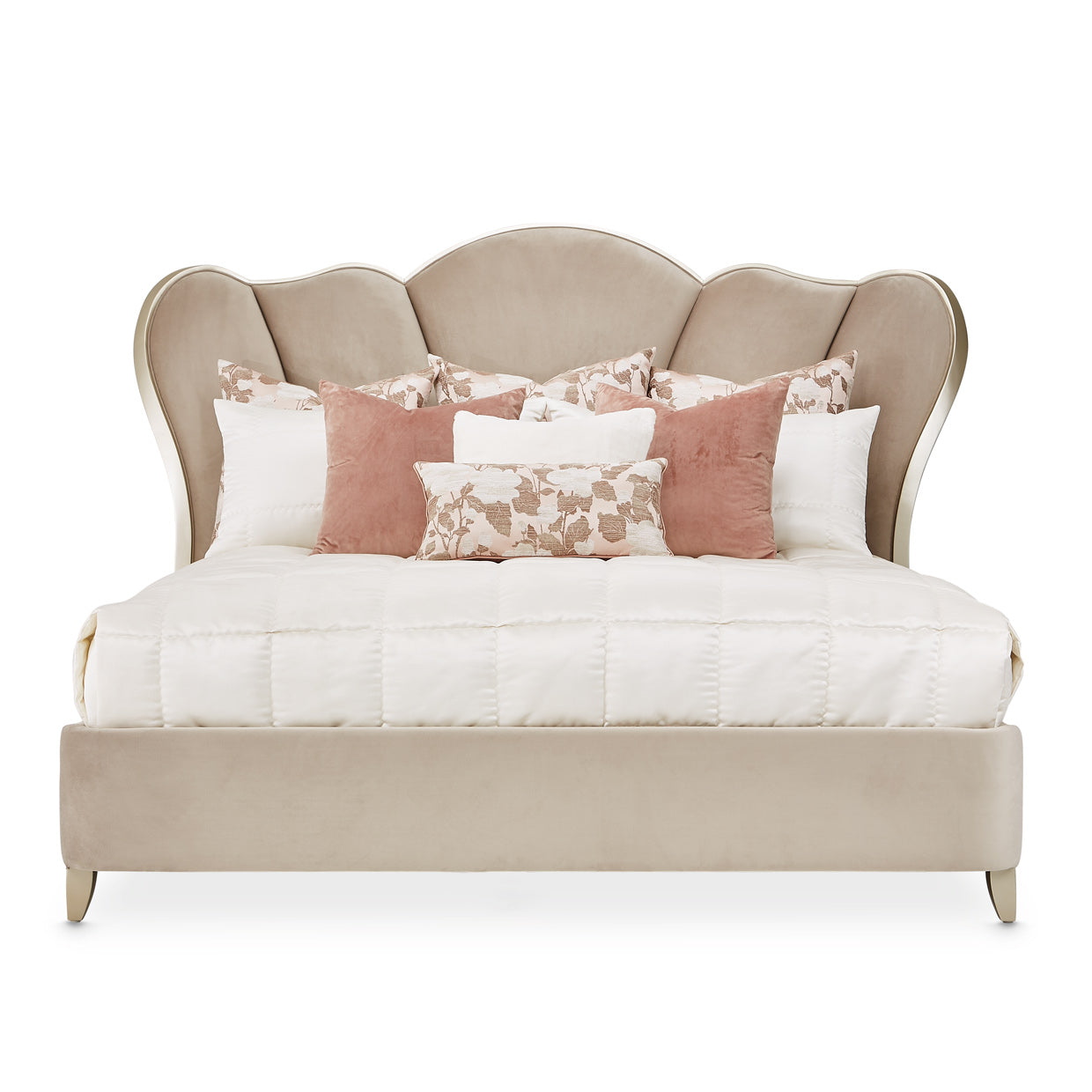 Michael Amini VILLA CHERIE HAZELNUT Channel-Tufted Upholstered Bed (3 Pc)