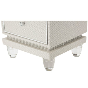 GLIMMERING HEIGHTS Upholstered Glittery Ivory Swivel Chiffonier Lingerie Chest Living Room Storage Cabinet